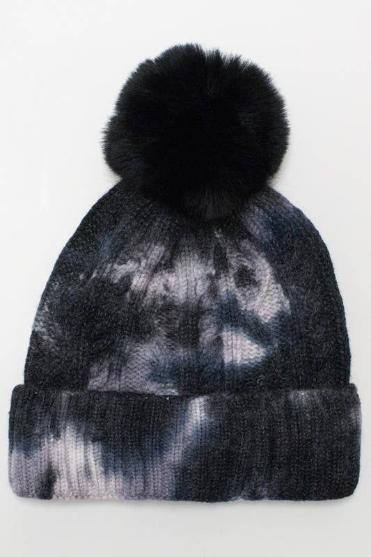 Suzie Q USA - Wholesale Beanie - Women's - Tie Dye Knitted Fur Pom Beanie3