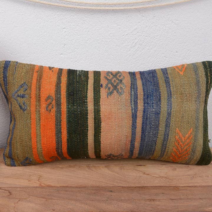 Kilim Pillow Decors – wholesale Throw pillow cover – Antique Kilim Boho Lumbar Pillow Sham Cover 10x201