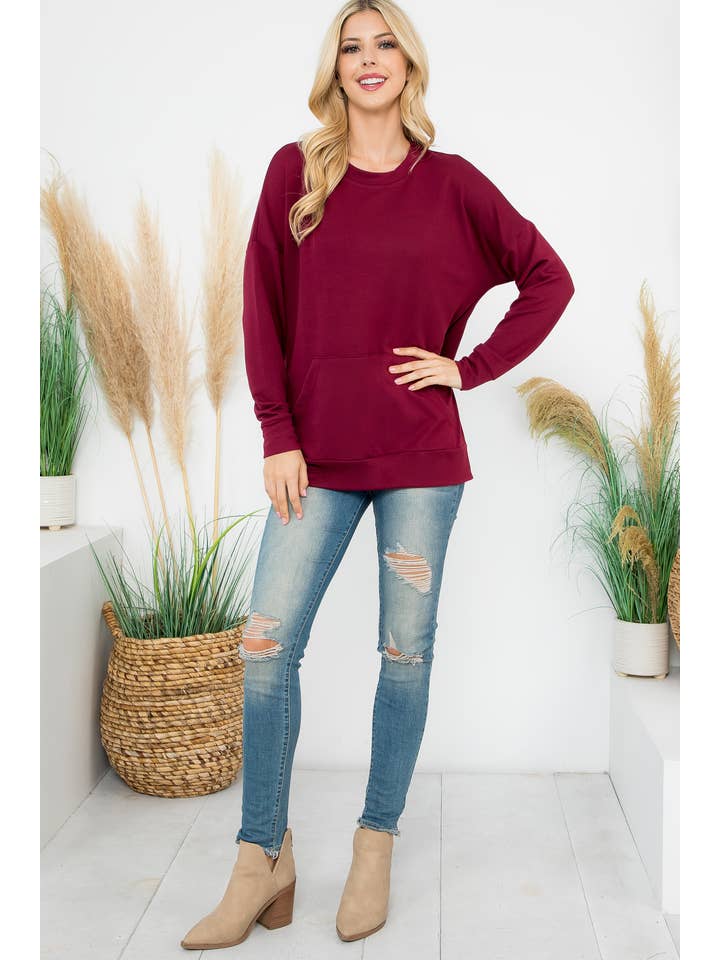 MYS Wholesale Inc - Wholesale Tunic - Women's - Long Sleeve French Terry Top With Kangaroo Top20