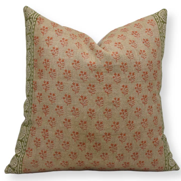 Funda de cojín gruesa de lino con estampado natural - Rangoli para venta al por mayor de Fabdivine