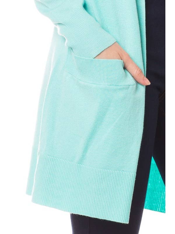 Newself Collection - Vente Cardigan – femme - Cardigan long léger ouvert sur le devant avec poches4