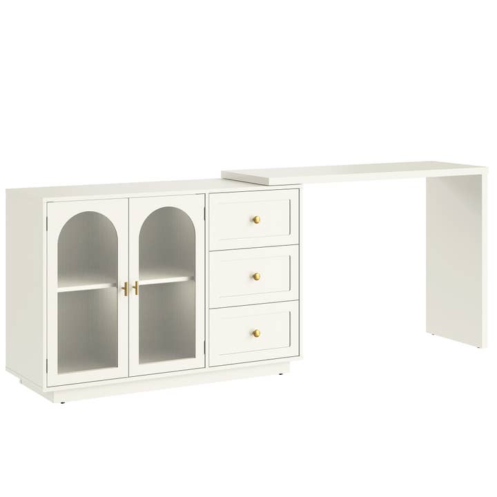 Heynemo - Wholesale Console Table - 83” Extendable Makeup Vanity Desk with 3 Drawer & 2 Door3