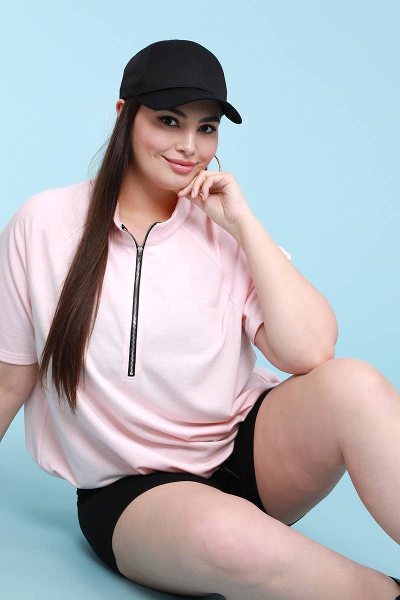 Haute Fox Plus Size & Contemporary – Engroshandel Sweatshirt - Dame – Pullover-sweatshirt i store størrelser med lynlås foran - CL1898P-T3