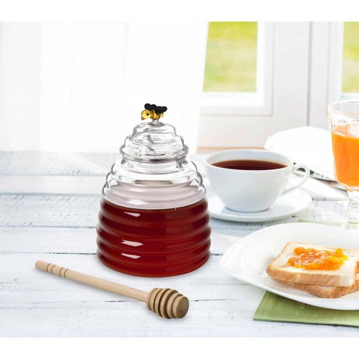 HIC - Harold Import Co. - Wholesale Kitchen Tool/Gadget - HIC Kitchen Glass Honey Jar With Lid And Honey Dipper5