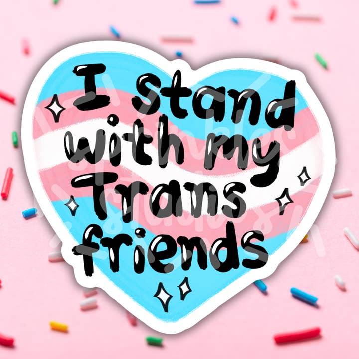 Trans Friends Vinyl Sticker for wholesale by Sprinkles Studios