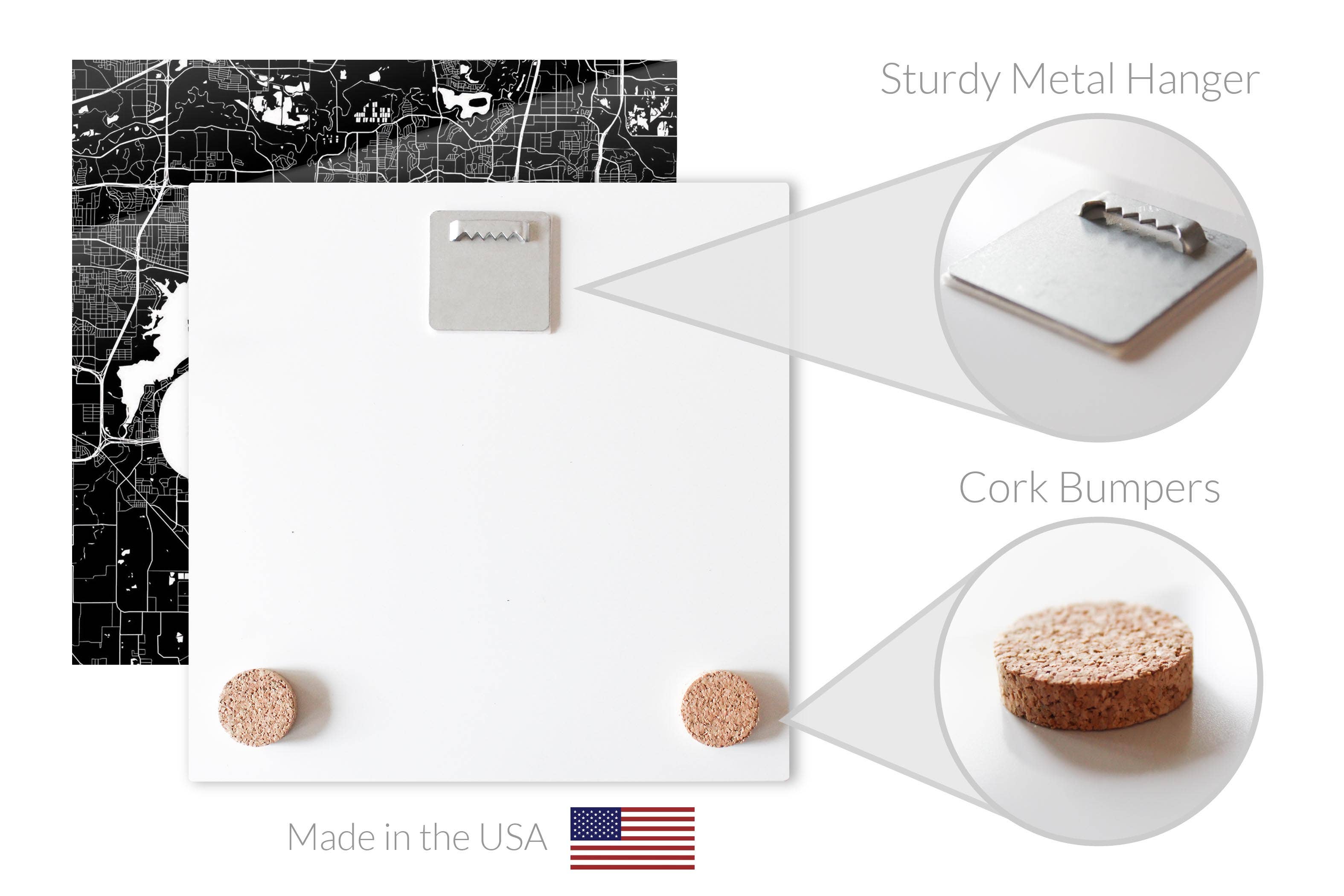 Love Local - Wholesale Plaque - Minimalistic B&W Texas Arlington Map|8x8 Glass Plaque3