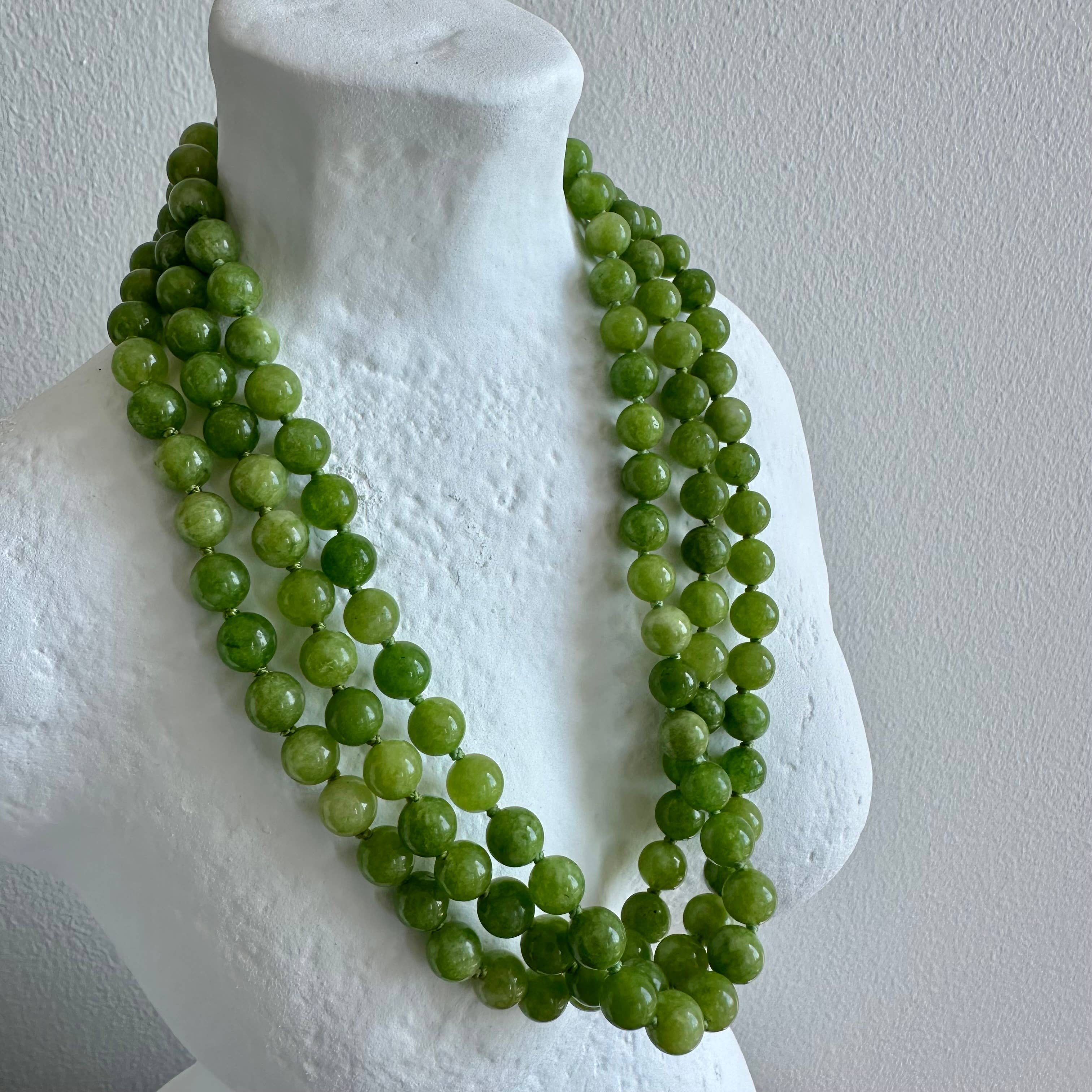 Anokhi Green | Handmade Gemstone Jewelry - Wholesale Beaded/Pearl Necklace - Jade Necklace | Green Round Beads | Green Gemstone Jewelry4