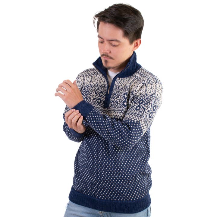 L.A.M Bolivia – Engroshandel Pullover - Herre – 100% Alpaca Trøje med Halv Lynlås La Paz