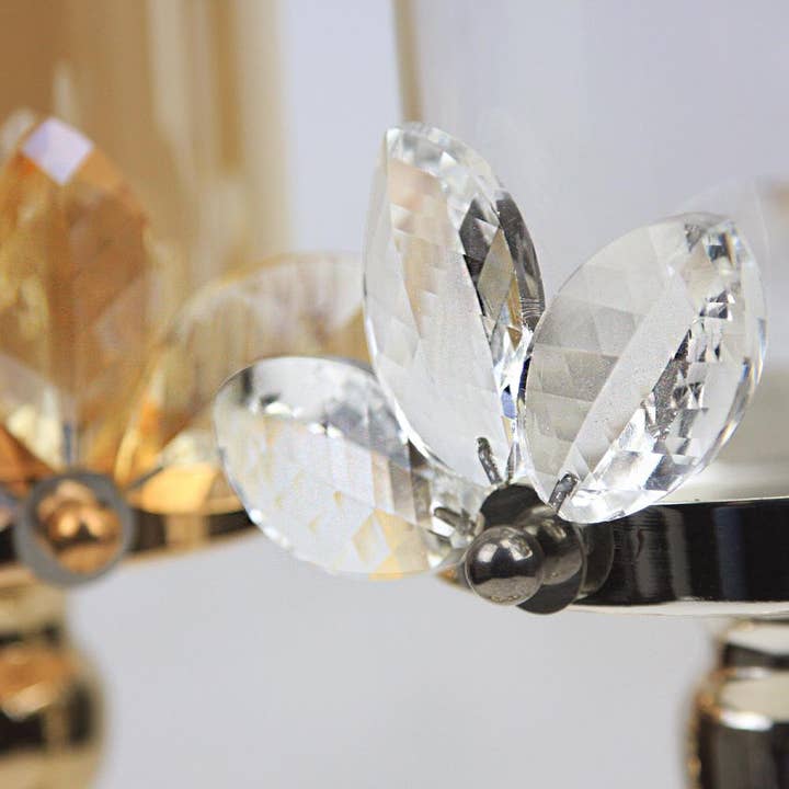 Plata REBAJAS | Portavelas Crystal Leaf sobre soporte de metal, plateado de venta al por mayor en Faire5