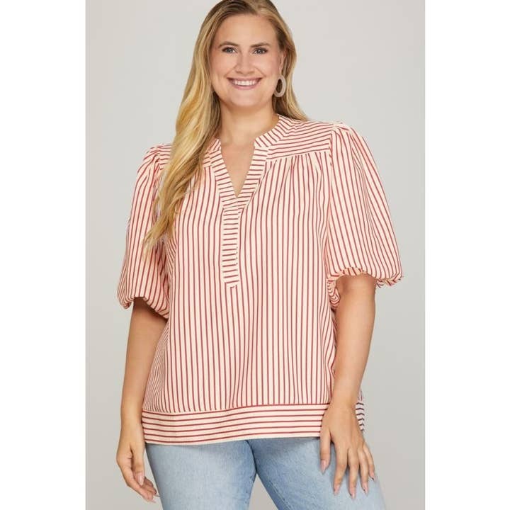 WOMEN STRIPED WOVEN TOP for wholesale by Upmost