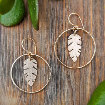 Brass Banana Leaf Hoops for wholesale by K Elizabeth Jewelry