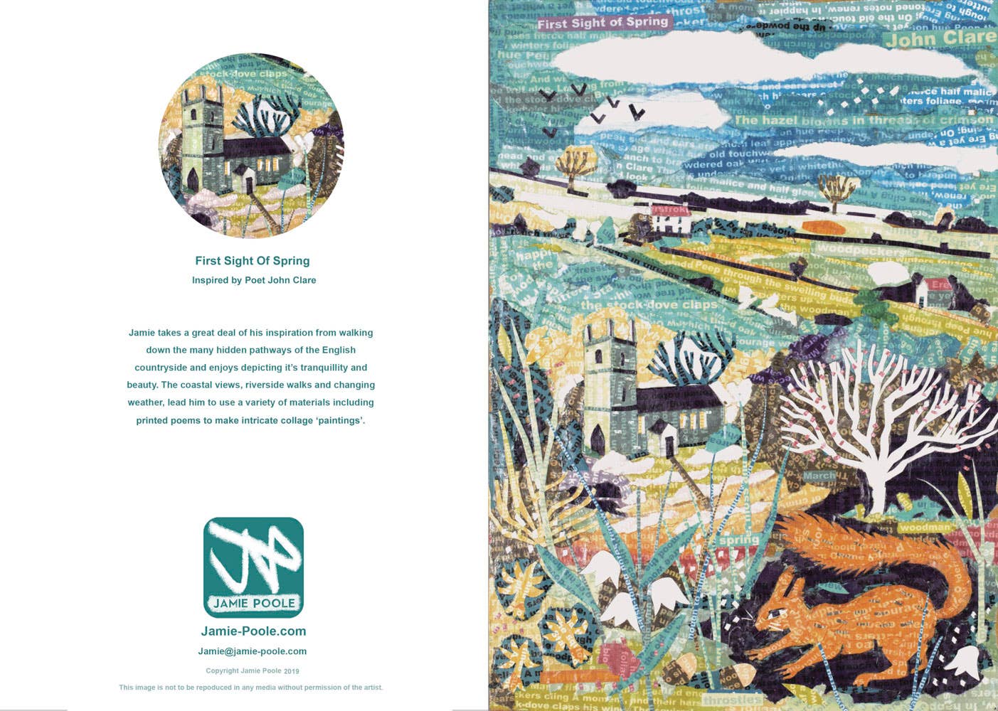 Jamie Poole – wholesale Everyday greeting card – First Sight of Spring – A5 Art Card, Pack of 6, Blank Inside4