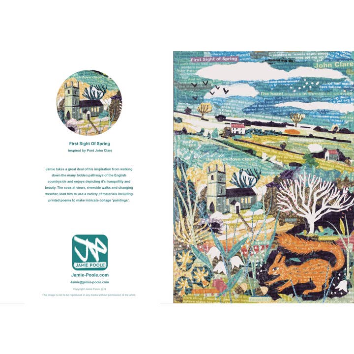Jamie Poole – wholesale Everyday greeting card – First Sight of Spring – A5 Art Card, Pack of 6, Blank Inside4