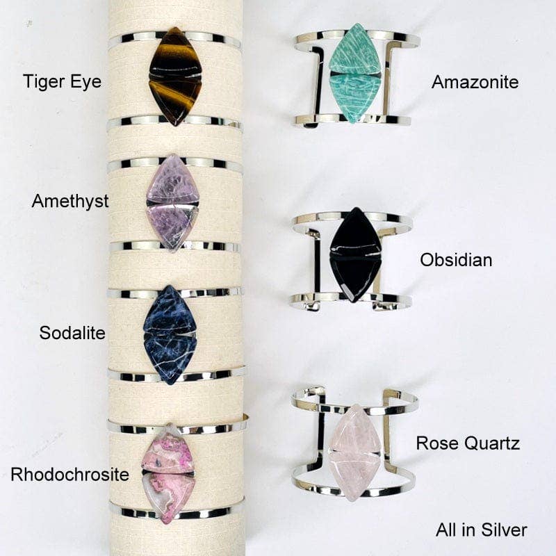 Rock Paradise - Wholesale Cuff Bracelet - Crystal Double Gemstone Triangle Cuff8