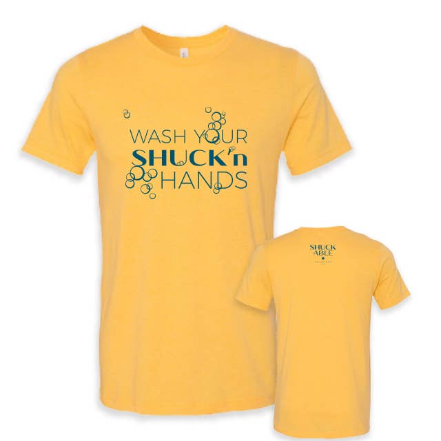 Wash Your Shuck'n Hands Tee - Navy Imprint for wholesale by Shuckable