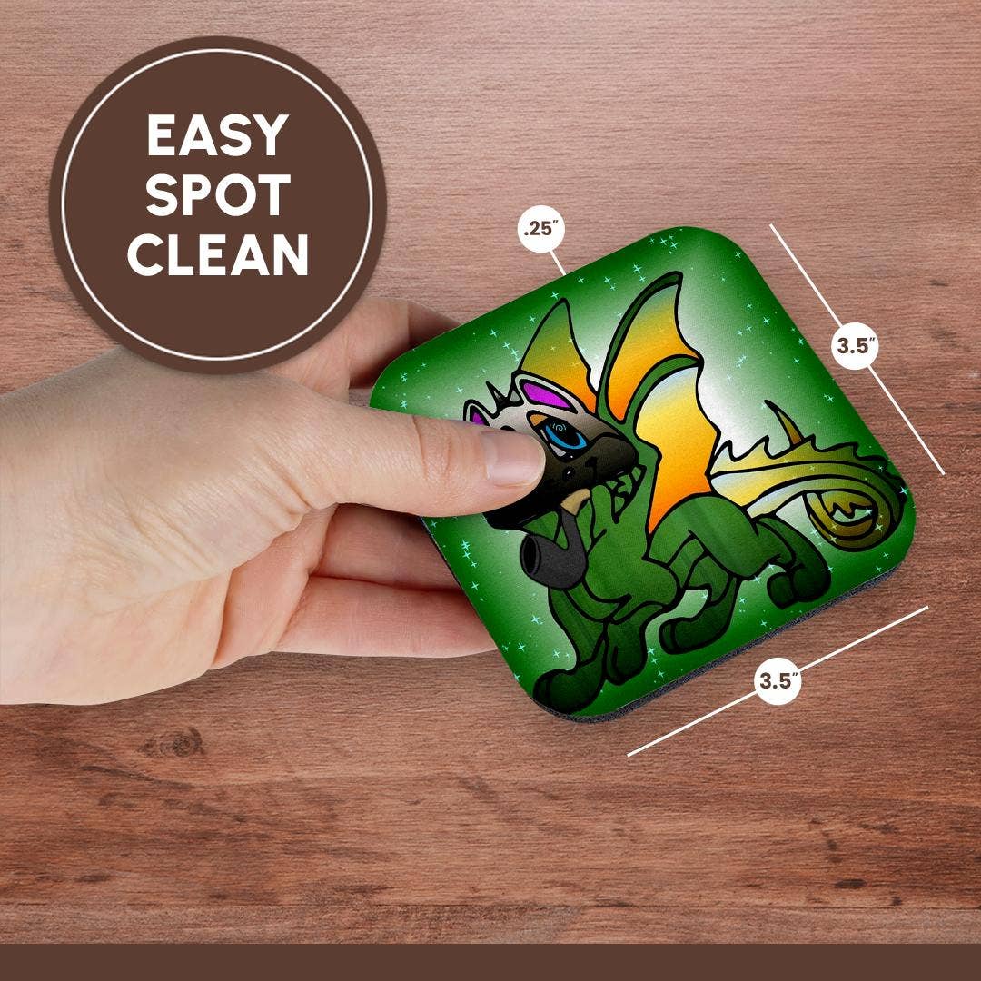 3dRose - Wholesale Coasters - 3dRose, Image of Cartoon Beautiful Chinese Dragon Smoking A Pipe, Coaster13