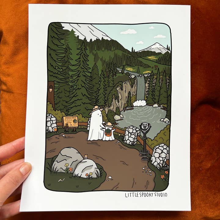 Konsttryck av Spooky Falls utsiktspunkt för wholesale av Little Spooky Studio