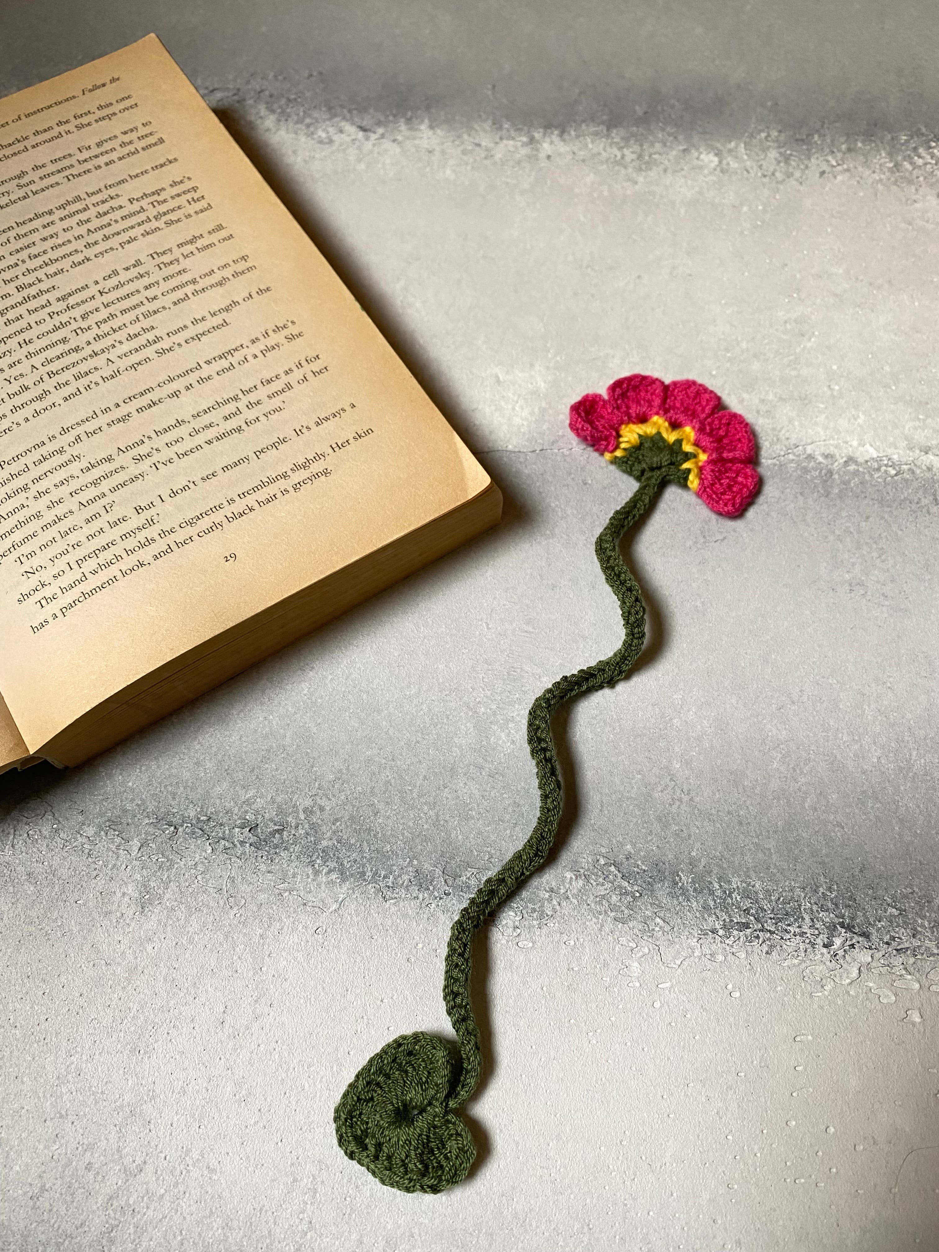 Honey Art and Nature - Vente Marque-page - Joli marque-page en forme de fleur au crochet, accessoire à chaîne Pink Bloom9