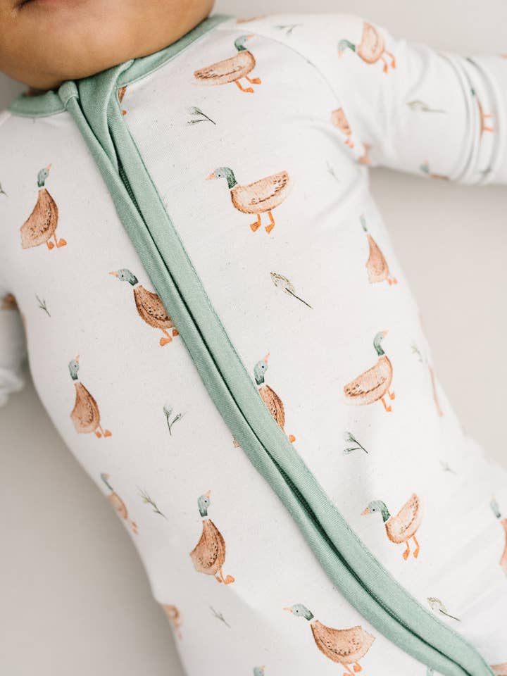 Little One Shop - Wholesale Sleepsuit - Baby - Puddle Ducks Bamboo Sleeper