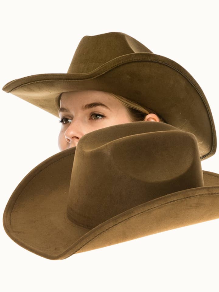 Vegan Suede Cattleman Cowboy Hat for wholesale by Olive & Pique
