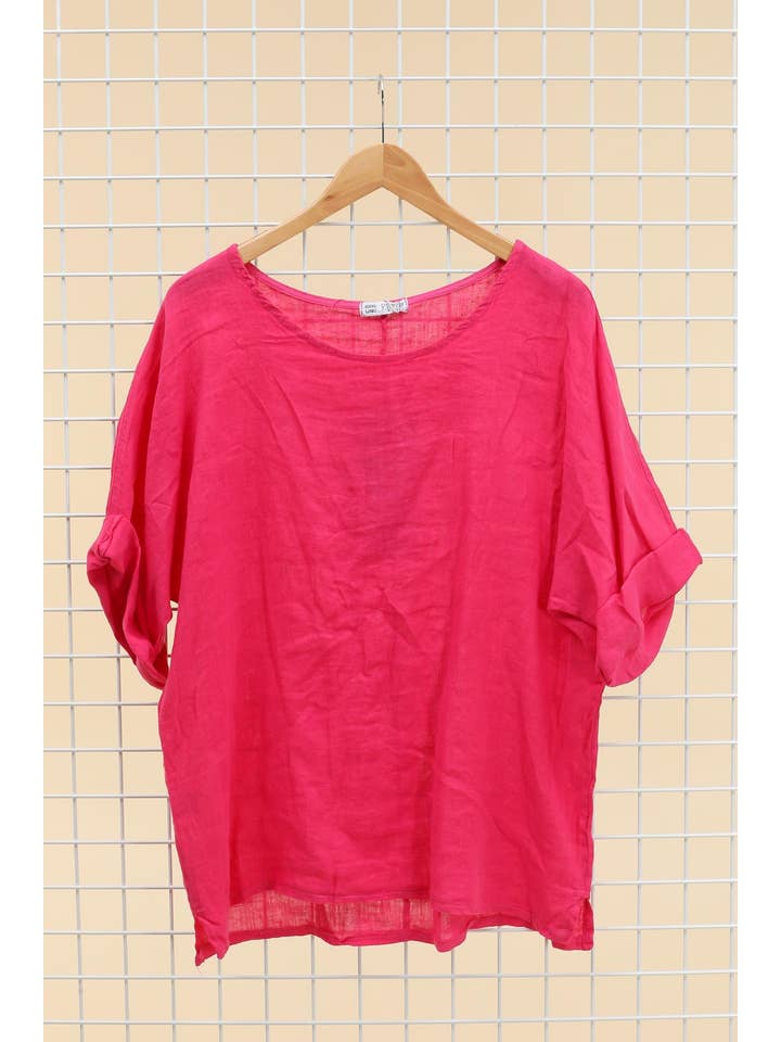 la maison des fibres naturelles - Wholesale Tunic - Women's - Round neck linen t-shirt 83446 100% linen3