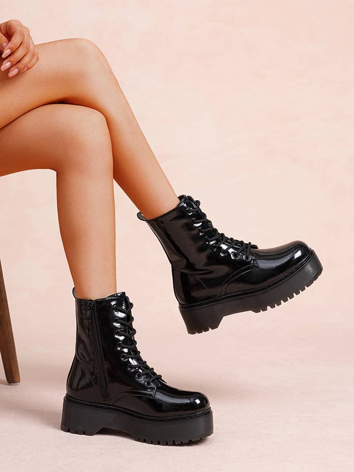 LADY GLORY - Wholesale Combat/Military Boots - Women’s - Women's Patent Leather Boots – Color & Character2