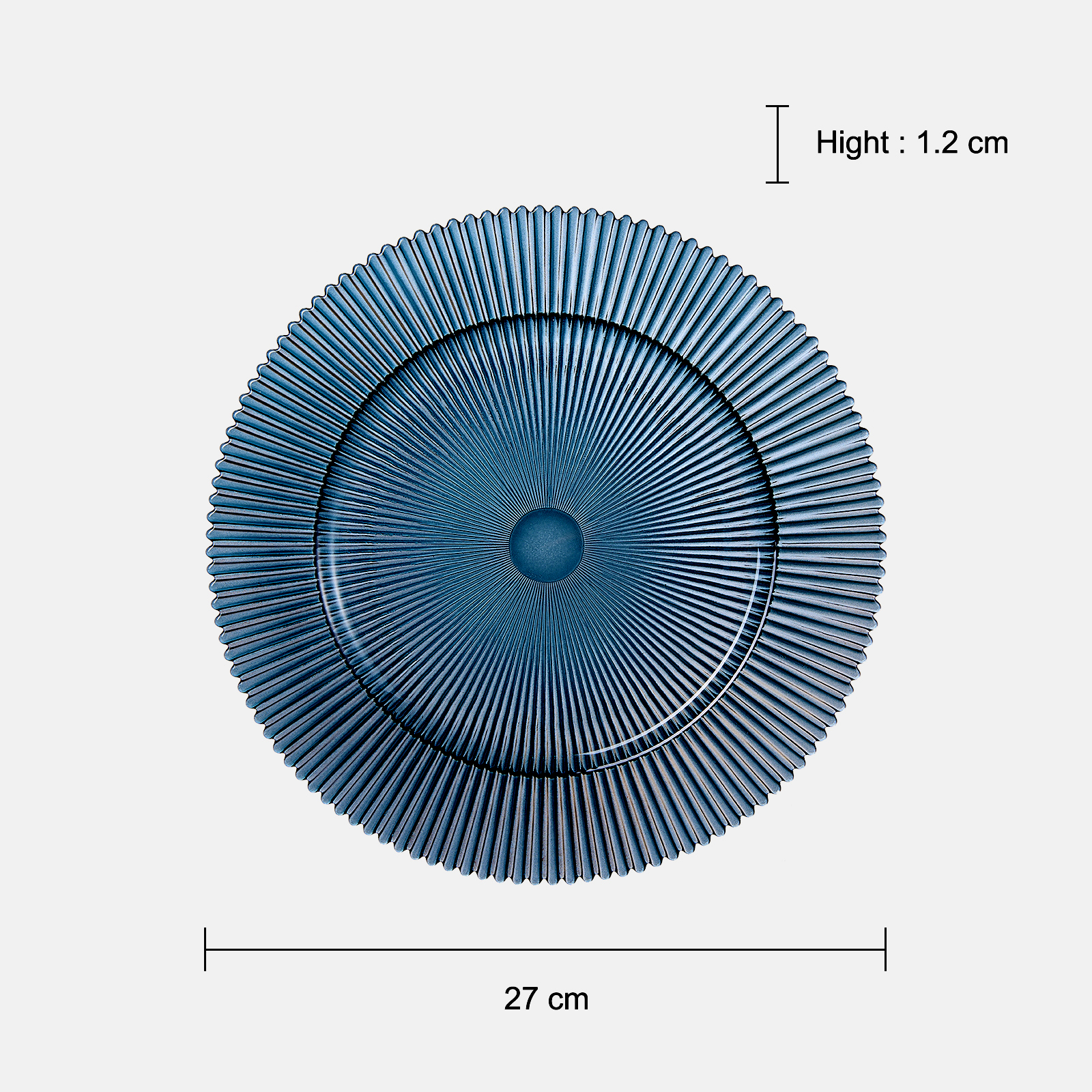 The Wine Savant /  Khen Glassware – wholesale Dinner plate – Muted Glass Ribbed Plates | Set of 6 | 10.6"6