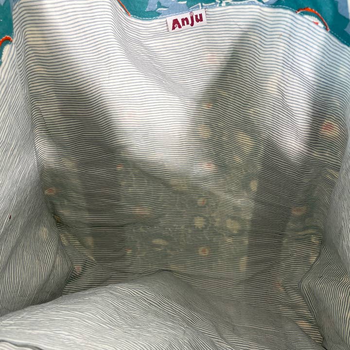 Anju Jewelry - Wholesale Tote Bag - Women's - Handcrafted Canvas Bag with Block-Printed Serene Petals