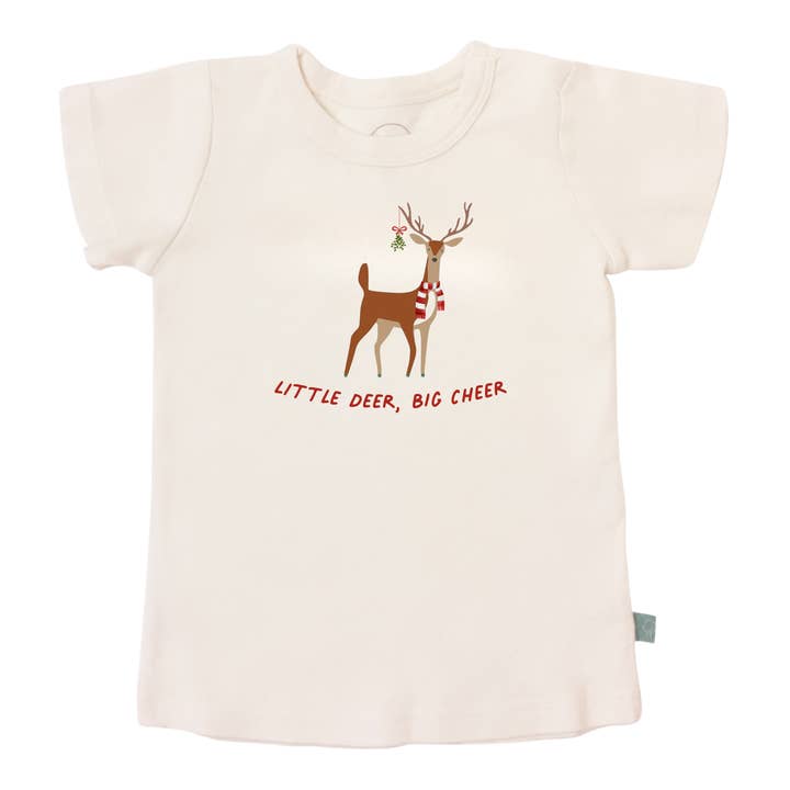 Christmas organic kid graphic tee | little deer big cheer for wholesale by Finn + Emma