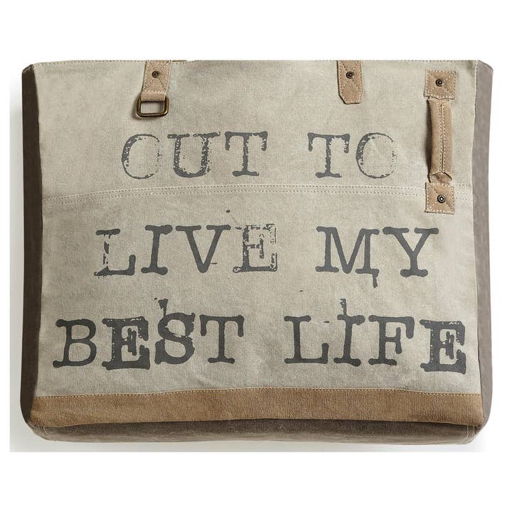 Mona B. - Wholesale Weekender Bag - Women's - Life is Short Up-Cycled Canvas Women's Weekender Travel Bag2