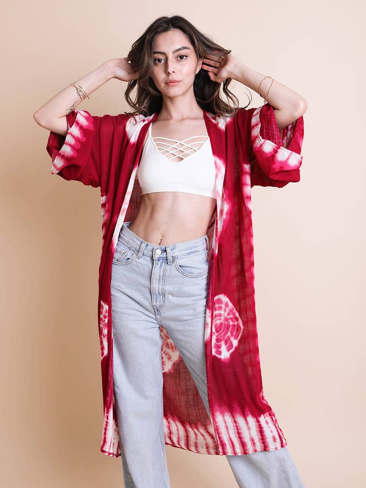 Leto Accessories - Wholesale Kimono - Women's - Versatile Tie-Dye Longline Wrap – Boho Vibes 🌀
