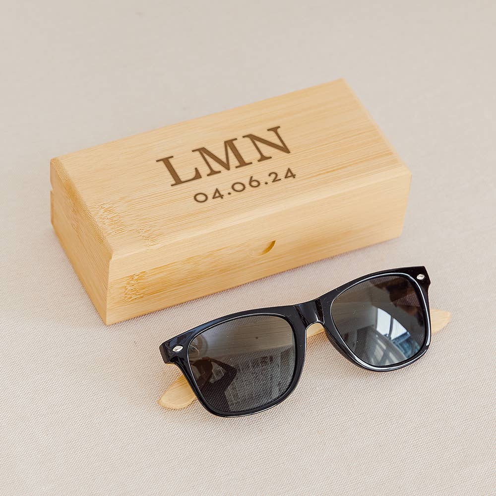 Weddingstar Inc. - Wholesale Eyewear Cases & Holders - Unisex - Bamboo Wood Sunglasses Case - Modern Monogram2