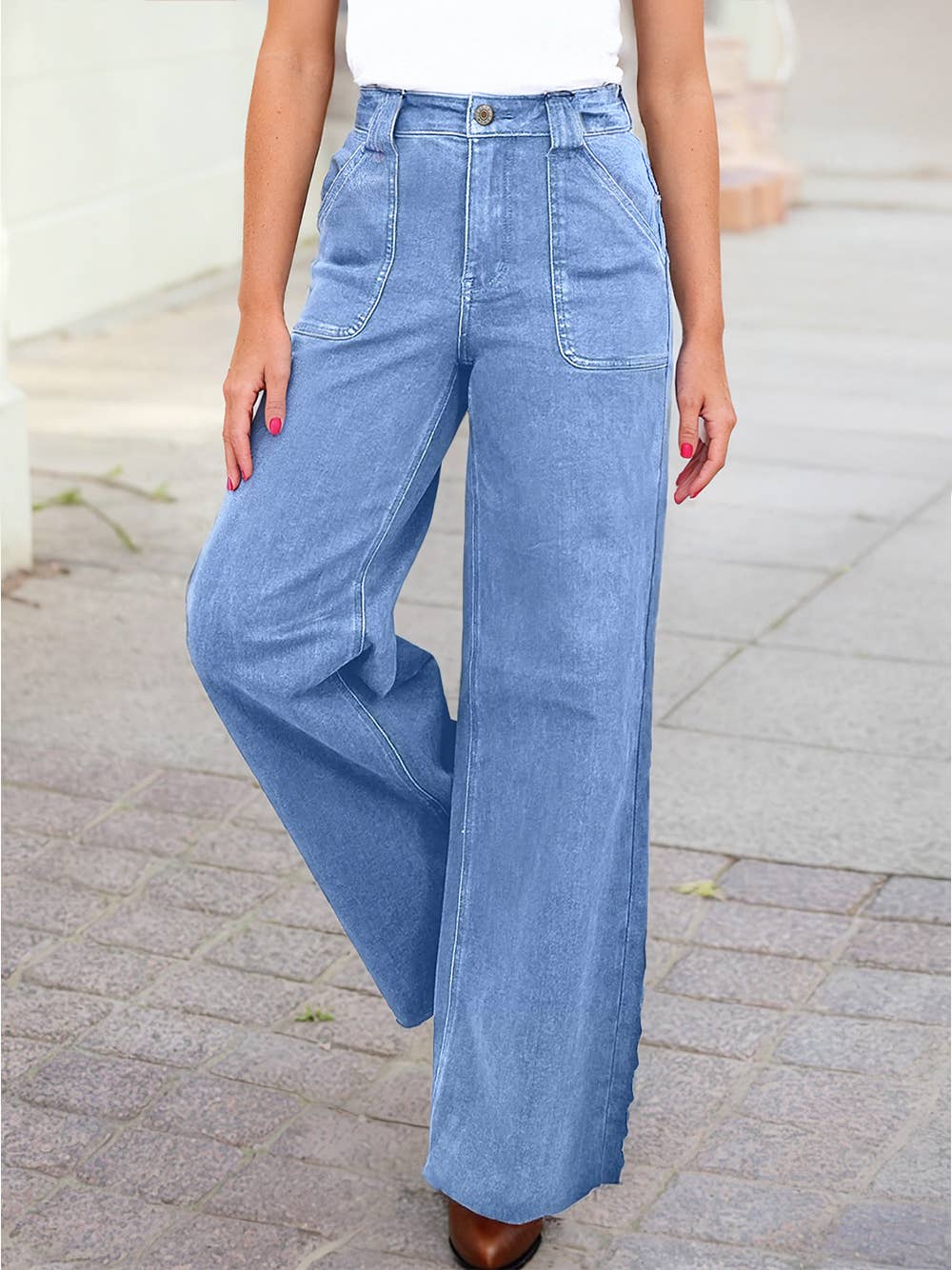 1 the Woman - Wholesale Jeans - Women's - Retro Washed Patch Pocket Loose Jeans4