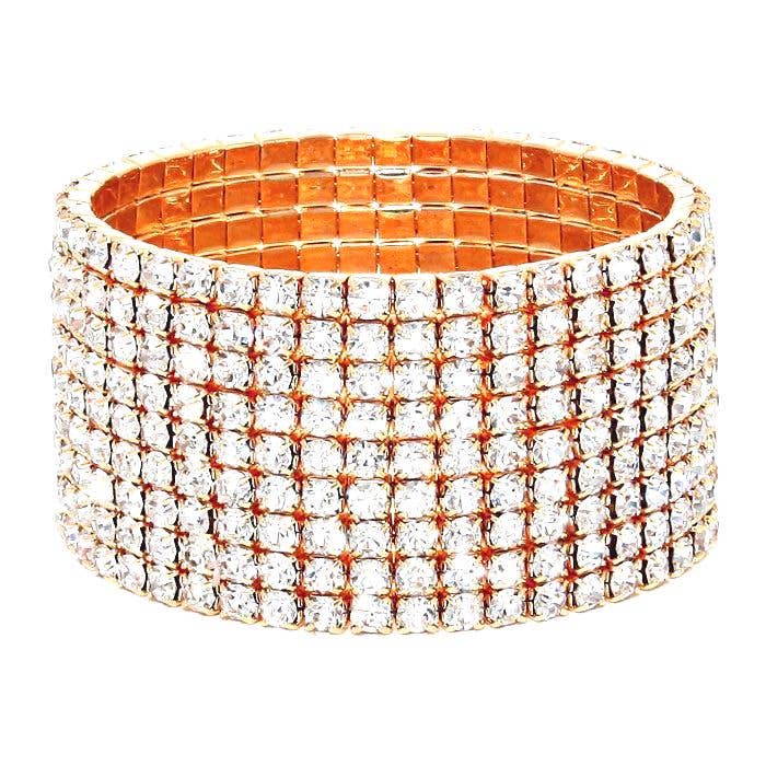 9 Row Strand Line Stretch Rhinestone Bracelet for wholesale by Diacly