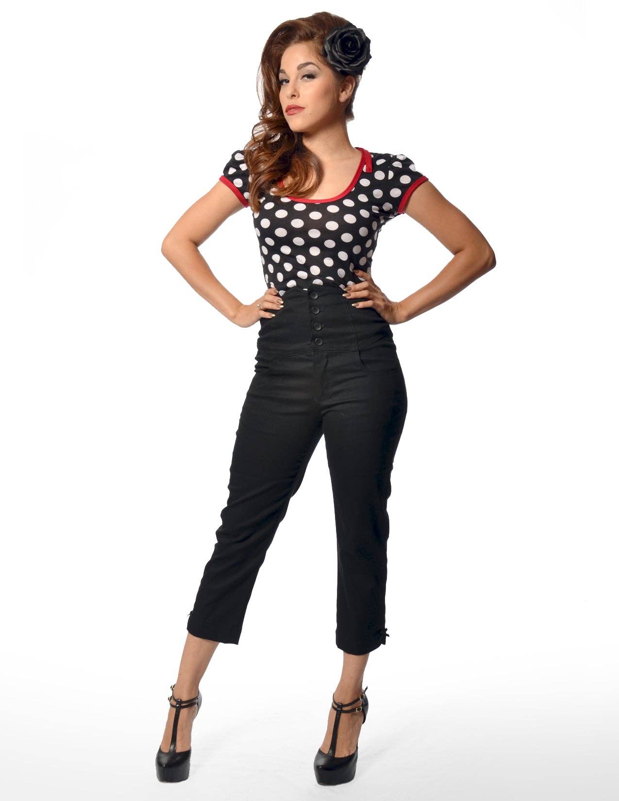 Steady Clothing - Wholesale T-Shirt - Women's - Robyn Top in Black/White/Red2