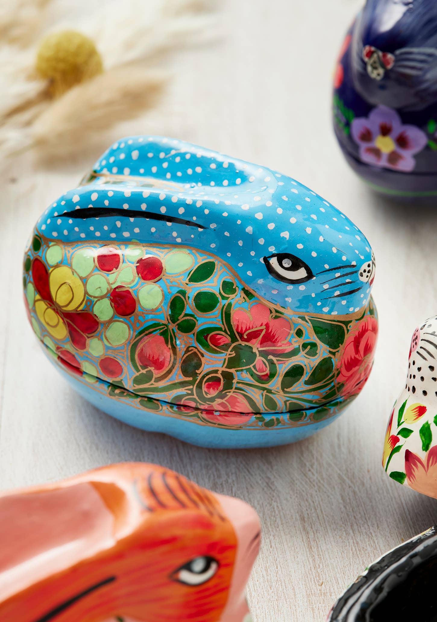 Namaste - Wholesale Decorative Box - Kashmiri Floral Bunny Handpainted Easter Gift Box1