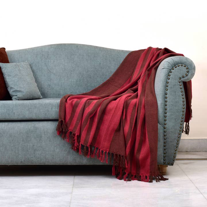 Plaid 100% cotone, palissandro e marrone, 50"x60" per la vendita all'ingrosso da parte di Spitiko Homes