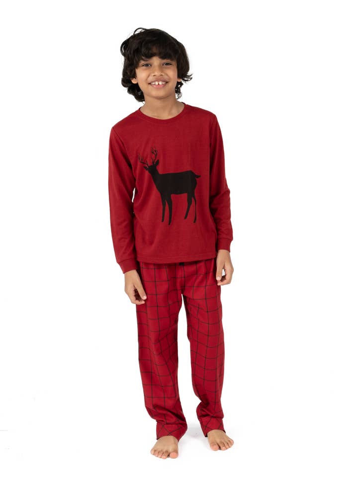 Leveret Pajamas - Wholesale Sleepwear Set - Kids - Kids Pajamas Poly Top & Flannel Feel Pants6