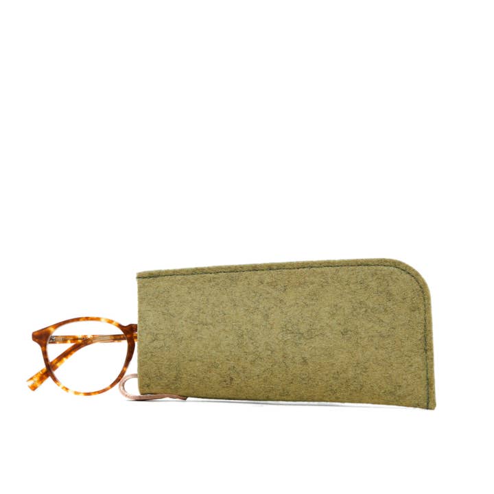 Sage Merino Wool Felt Eyeglass Sleeve for wholesale on Faire