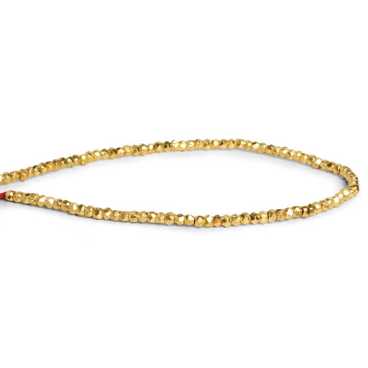 The Bead Traders - Wholesale Beads - 2.5mm 22kt Gold plated Copper Shiny Faceted Nugget Beads 8 inch 86 beads1