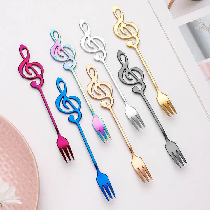 304 Stainless Steel Musical Note Dessert Fork M25W306 for wholesale by HanNicara