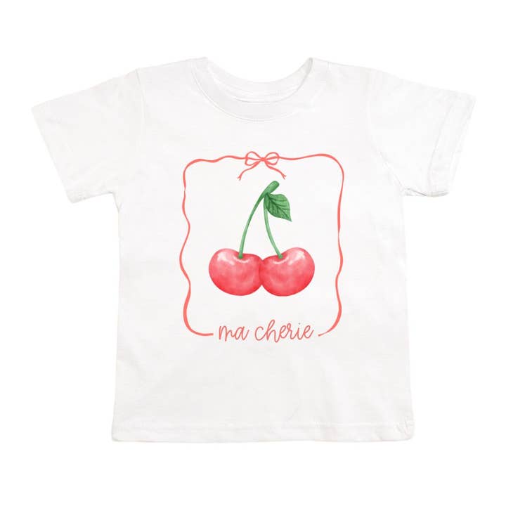 Camiseta de Manga Corta Ma Cherie - Blanca - Ropa de Niñas para venta al por mayor de Sweet Wink