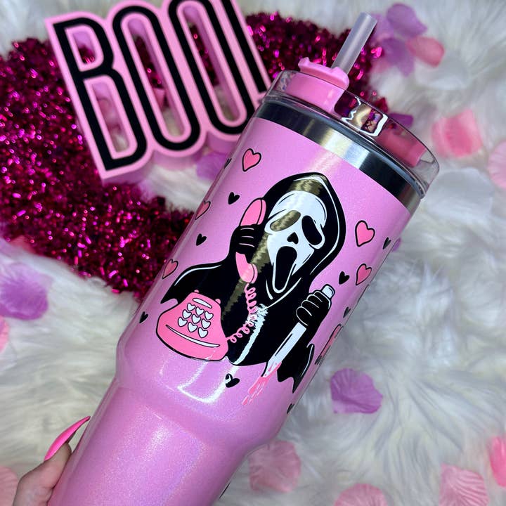 Ljusrosa Scream 40 oz Tumbler för wholesale av MyHauntedSpace
