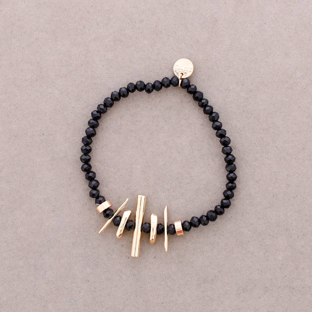 Sonata - Vendita all'ingrosso Gioielli a scatto - Bracciale Elastico Cristalli Sfaccettati Metallo