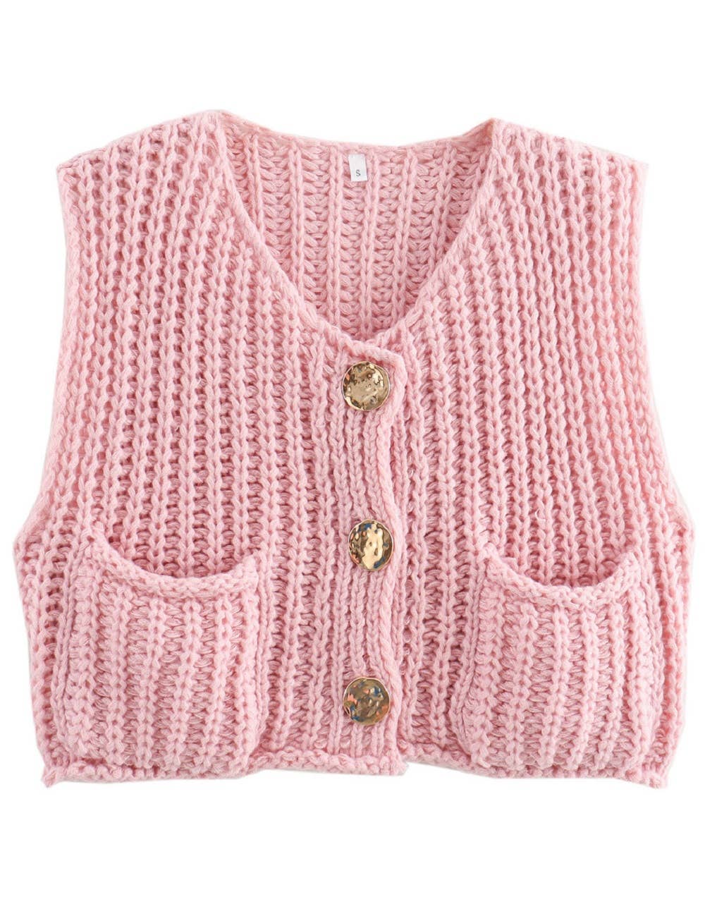 Sweetkama – Engroshandel Strikvest/slipover – Kvinder – Sweetkama damevest med rund hals i ensfarvet strækstof, kort model40