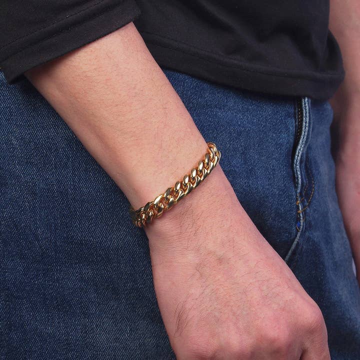 Aim Eternal - Wholesale Link & Chain Bracelet - Thick Gold Miami Cuban Curb Chain Bracelet 10mm 12mm 14mm Stainless Steel Chain Men Bracelet WA1720 WA1721 WA1722