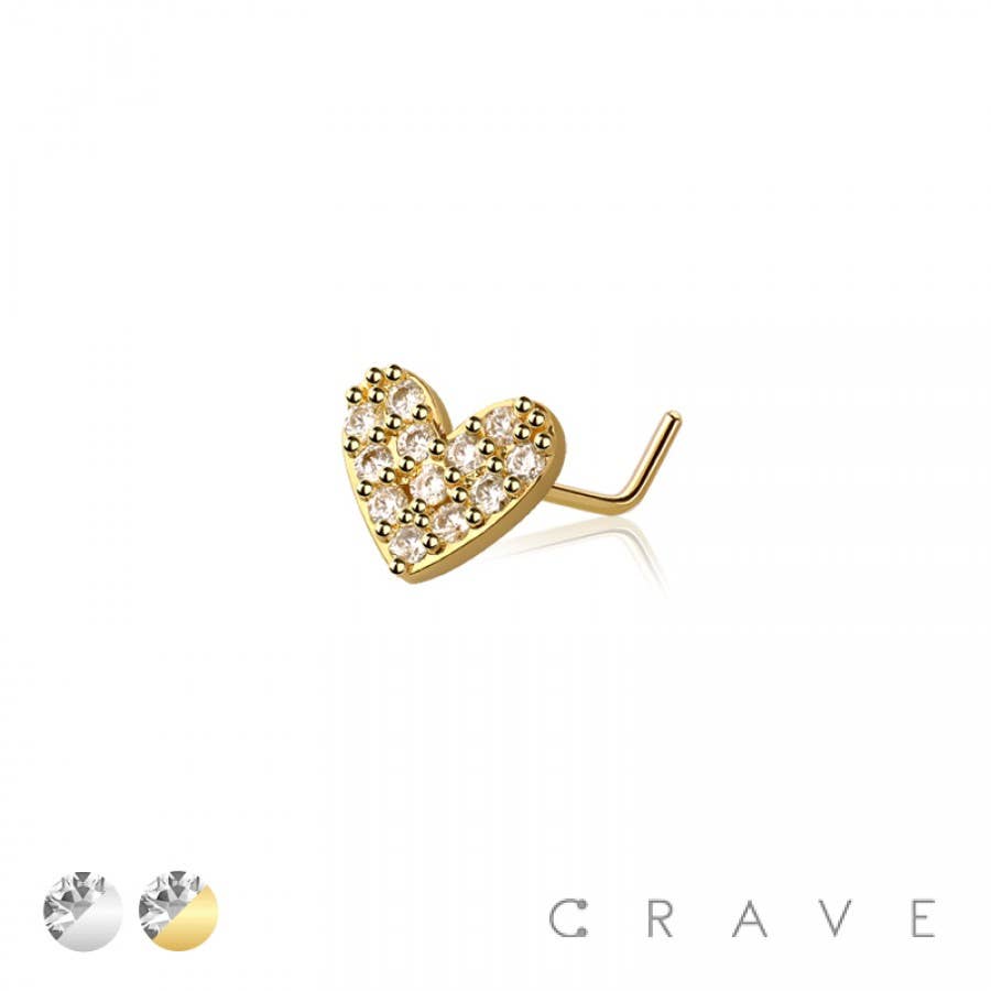 CRAVE – Engroshandel Næsering – MULTI CZ HJERTE 316L KIRURGISK STÅL L-FORMET NÆSERING3