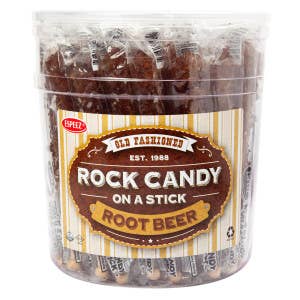 L&F Universal Goods - Wholesale Hard Candy - Espeez Rock Candy Brown Root Beer Sticks Tub 36/0.8OZ0