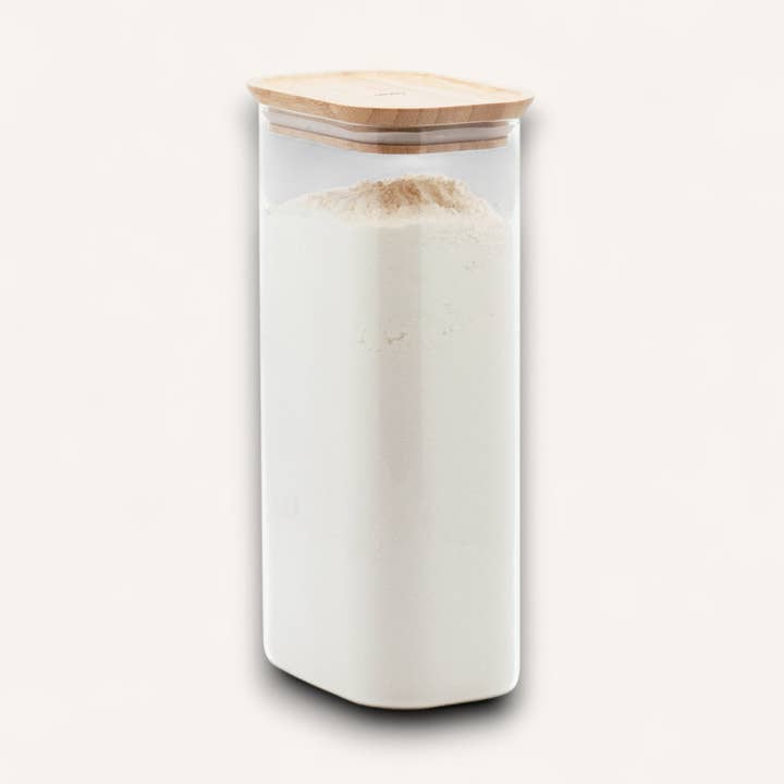 Rectangular Glass Storage Canister with Bamboo Lid for wholesale by La Brigade de Buyer