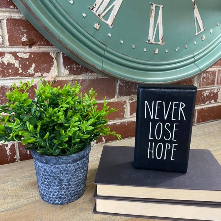 Joshua Jar - Wholesale Desk/Tabletop Sign - Never Lose Hope Black Modern Wood Tabletop Sign1